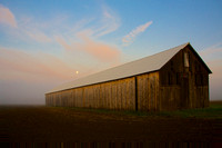 Moonset behind tobacco barn Hadley Sept 2008