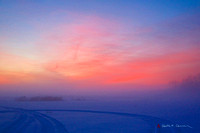 Dawn over a snowy field, Honey Pot, Hadley, Mass.