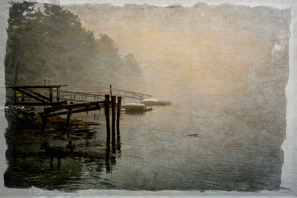 Foggy waterfront at Edgecomb, Maine